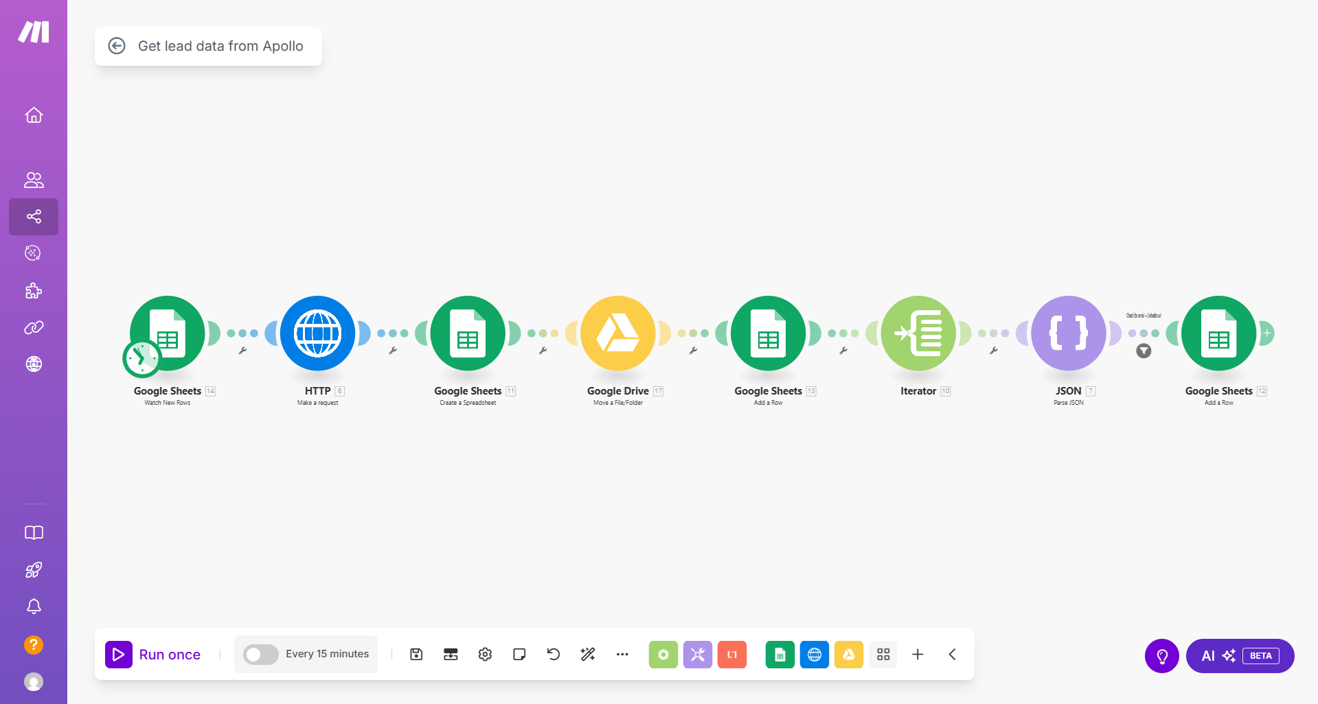Apollo lead data scraping workflow